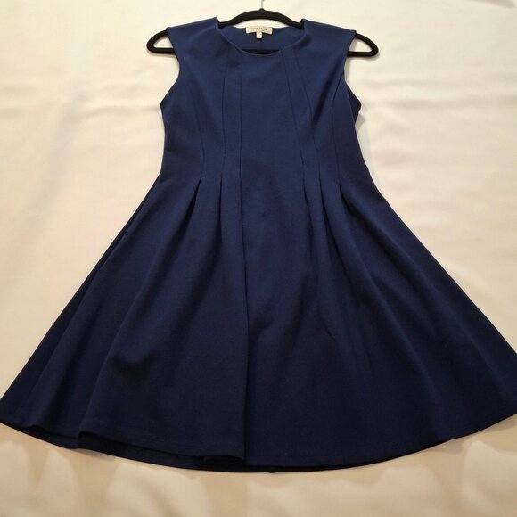 Monteau Los Angeles High Scoop Neck Fit & Flare Dark Blue Dress Size M Sleeveles - Picture 5 of 16